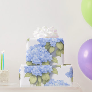 Blaues Hortensien-Blumenverpackungspapier – Boutiq Geschenkpapier