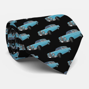 Blaues Hotrod Auto-Muster aus den 1940er Jahren Krawatte