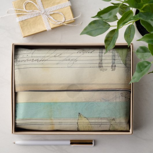 Blaues Hydrangea antikes Manuskript ephemera Seidenpapier (Geschenk)