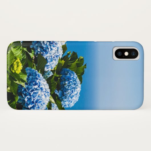 Blaues Hydrangea auf Gradient Ocean Positano Case-Mate iPhone Hülle (Rückseite (Horizontal))