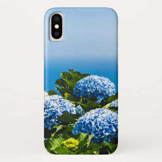 Blaues Hydrangea auf Gradient Ocean Positano Case-Mate iPhone Hülle (Rückseite)