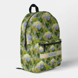 Blaues Hydrangea-Blume-Muster Personalisiert Bedruckter Rucksack