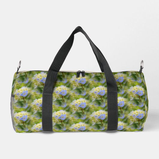 Blaues Hydrangea-Blume-Muster Personalisiert Duffle Bag (Rückseite)