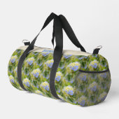 Blaues Hydrangea-Blume-Muster Personalisiert Duffle Bag (Rechte Ecke)