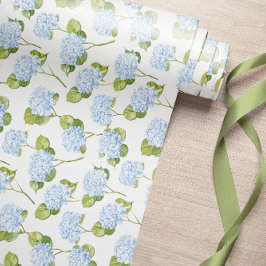 Blaues Hydrangea-Blumenmuster-Papier Geschenkpapier