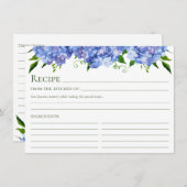Blaues Hydrangea Blumenrezipe Begleitkarte (Vorne/Hinten)