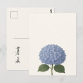Blaues Hydrangea-Botanisches Illustrationsdesign Postkarte (Vorne/Hinten)