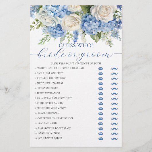 Blaues Hydrangea-Brautparty Flyer (Vorne)