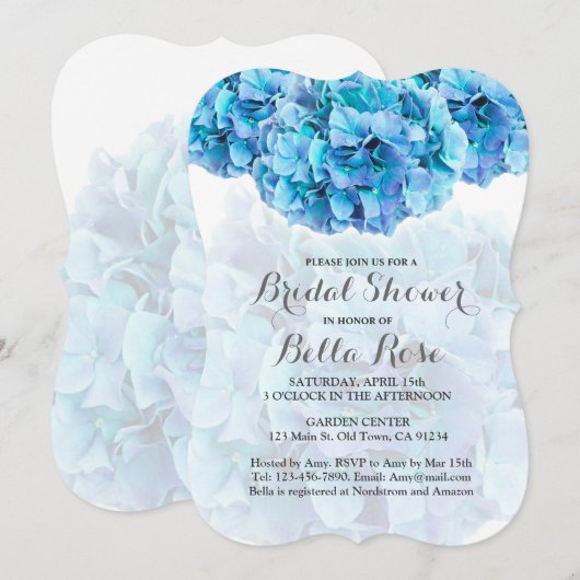 Blaues Hydrangea-Brautparty lädt Hydrangea3 ein Einladung (Vorne/Hinten)