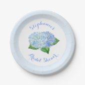 Blaues Hydrangea Brautparty Pappteller (Vorderseite)