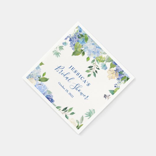 Blaues Hydrangea-Brautparty Serviette (Ecke)