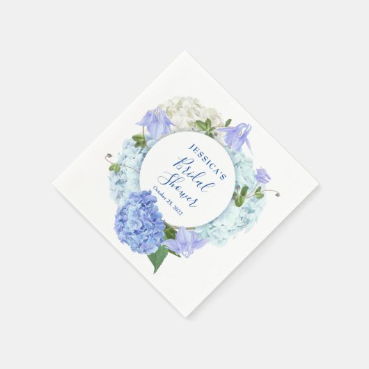 Blaues Hydrangea-Brautparty Serviette (Ecke)