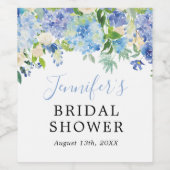 Blaues Hydrangea Brautparty Weinetikett (Einzelnes Label)