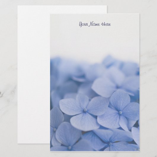 Blaues Hydrangea-Briefpapier Briefpapier (Vorne/Hinten)