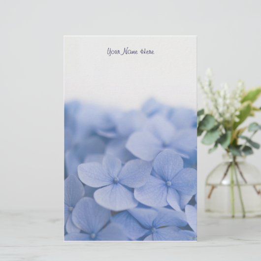 Blaues Hydrangea-Briefpapier Briefpapier (Stehend Vorderseite)