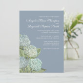 Blaues Hydrangea/dusty Blue Back Wedding Einladung (Stehend Vorderseite)