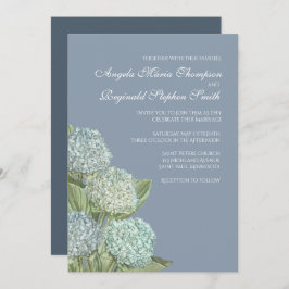 Blaues Hydrangea/dusty Blue Back Wedding Einladung