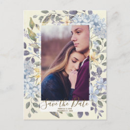 Blaues Hydrangea-Foto Save the Date Ankündigungspostkarte