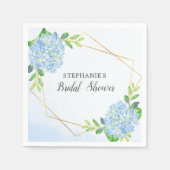 Blaues Hydrangea Geometrisches Brautparty Serviette (Vorderseite)