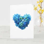 Blaues Hydrangea-Herz Karte (Gelbe Blume)