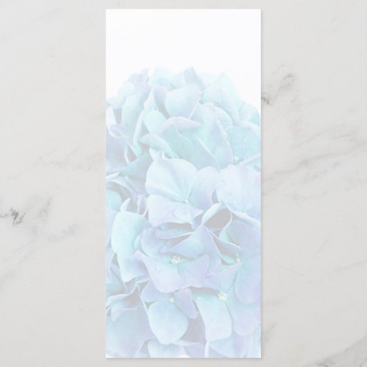 Blaues Hydrangea-Hochzeitsmenü Menükarte (Rückseite)