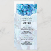 Blaues Hydrangea-Hochzeitsmenü Menükarte (Vorne/Hinten)