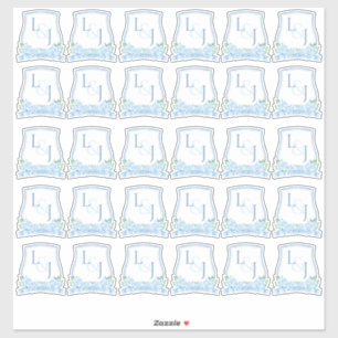 Blaues Hydrangea-Hochzeitsmonogramm Aufkleber