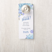 Blaues Hydrangea Hochzeitswillkommen stört nicht Türanhänger (Auf Knauf)