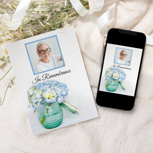 Blaues Hydrangea im Jar-Jubiläum Einladung