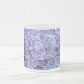 Blaues Hydrangea mit weißem Grenz-Muster Teeblass Mattglastasse (Mittel)