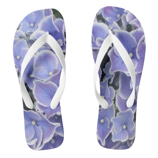 Blaues Hydrangea mit weißem Rand Frauen Flip Flops Badesandalen (Fußbett)