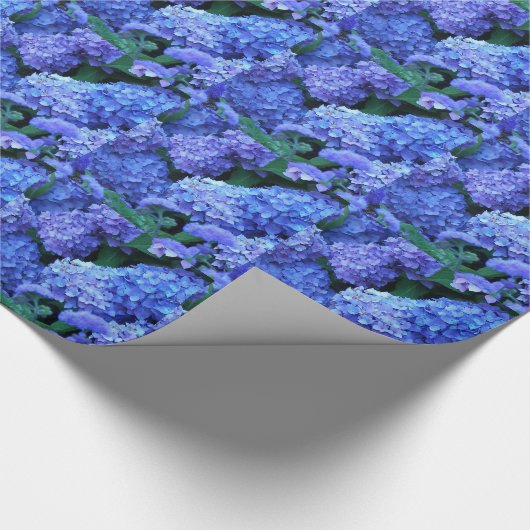 Blaues Hydrangea-Muster Geschenkpapier (Ecke)