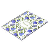 Blaues Hydrangea-Muster Notizblock (Linke Seite)
