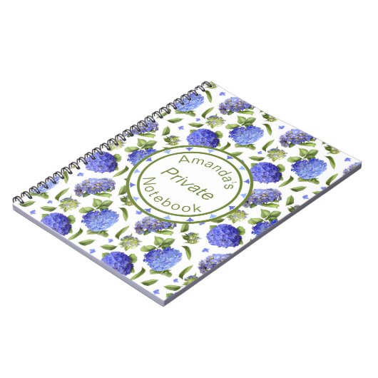 Blaues Hydrangea-Muster Notizblock (Linke Seite)