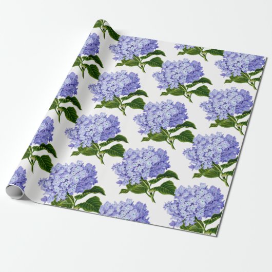 Blaues Hydrangea-Packpapier Geschenkpapier (Ungerollt)