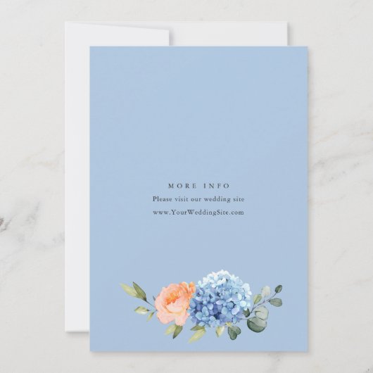 Blaues Hydrangea Roses BRAUTPARTY Einladung (Rückseite)