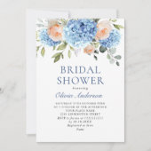 Blaues Hydrangea Roses BRAUTPARTY Einladung (Vorderseite)