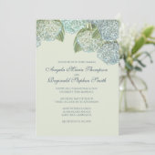 Blaues Hydrangea/Sage Green Einladung (Stehend Vorderseite)