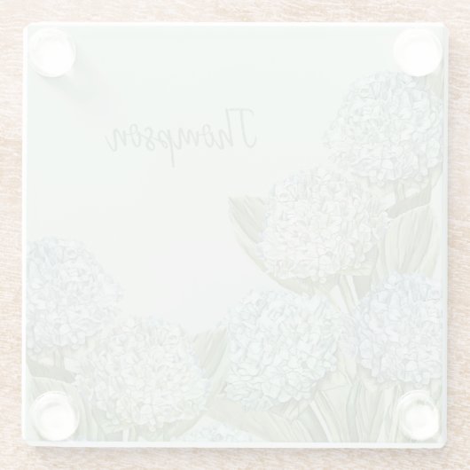 Blaues Hydrangea/Sage Green Glasuntersetzer (Rückseite)