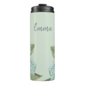 Blaues Hydrangea/Sage Green Thermosbecher (Vorderseite)