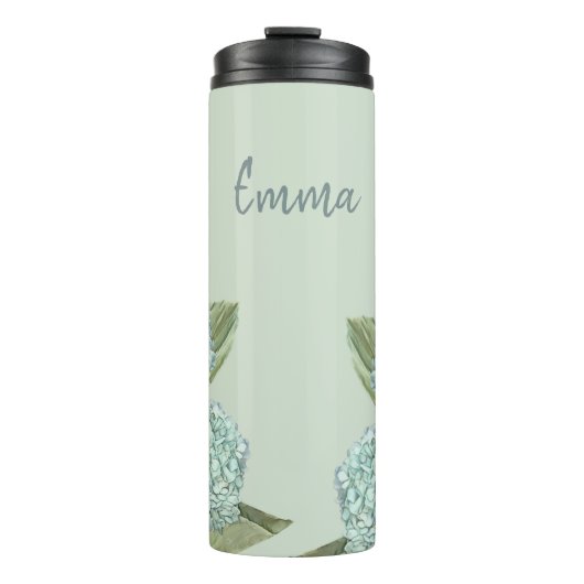 Blaues Hydrangea/Sage Green Thermosbecher (Vorderseite)