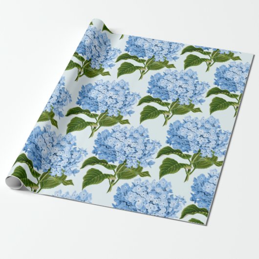 Blaues Hydrangea-Umhüllungspapier Geschenkpapier (Ungerollt)