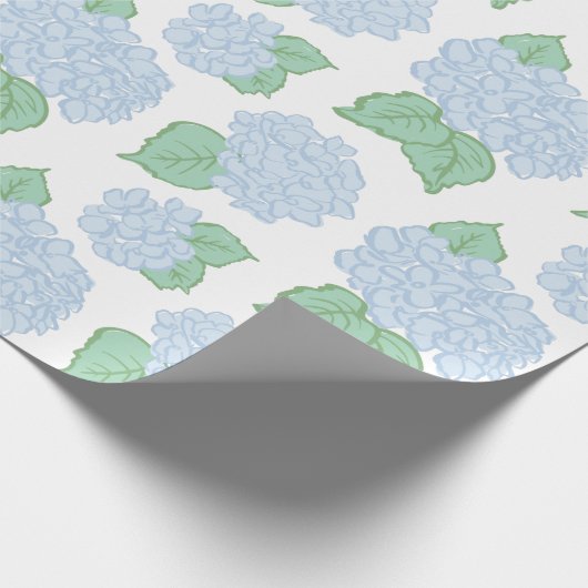 Blaues Hydrangea-Umhüllungspapier Geschenkpapier (Ecke)