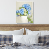 Blaues Hydrangea und Königin Anne's Lace Leinwanddruck (Insitu (Schlafzimmer))