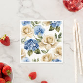 Blaues Hydrangea und Rose Serviette (Beispiel)