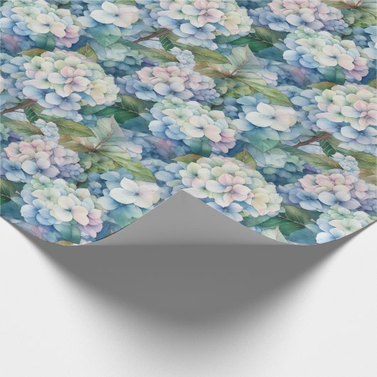 Blaues Hydrangea-Wasser Geschenkpapier (Ecke)