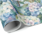 Blaues Hydrangea-Wasser Geschenkpapier (Rolleneckpunkt)