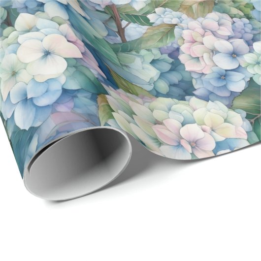 Blaues Hydrangea-Wasser Geschenkpapier (Rolleneckpunkt)