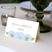Blaues Hydrangea Wasserfarbe Gedeckte Platzkarte Tischnummer