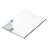 Blaues Hydrangea Wasserfarbe Personalisiert Notizblock (Rotiert)